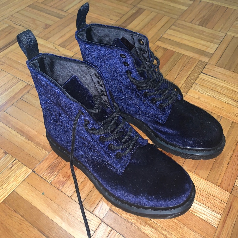 Dr Martens blue velvet